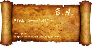 Bink Arszlán névjegykártya
